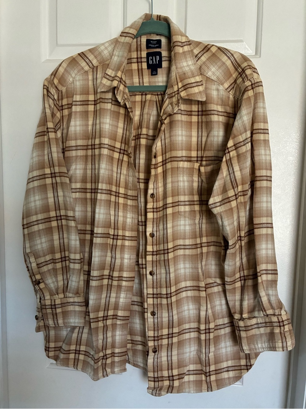 GAP Brown & Tan Plaid Button-Up Shirt Vintage Large